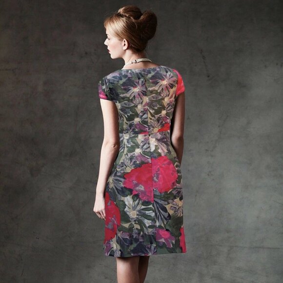 Banana Republic Mad Men Collection Begonia Red Combo Sheath Dress 0 - Picture 2 of 9